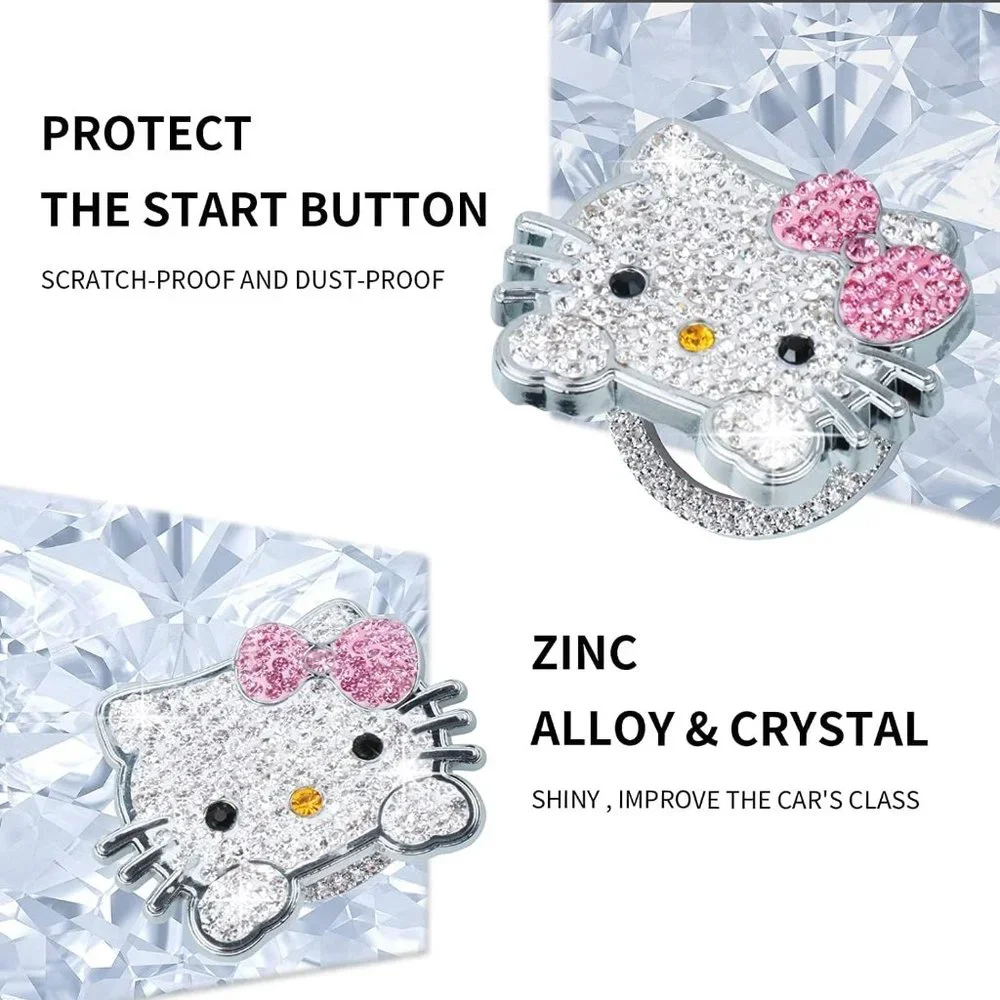 💕NEW Sparkling Bling Swarovski Crystal Silver Hello Kitty Push To Start … - Picture 3 of 7